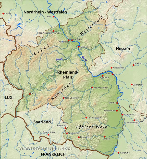 Rheinland-Pfalz Karte – Karten21.com